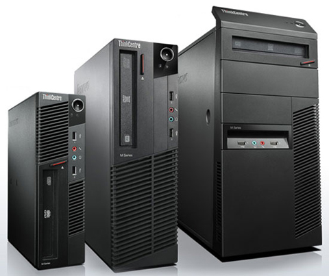 Lenovo ThinkCentre M91P desktops in tower, small form factor, and ultra small form factor